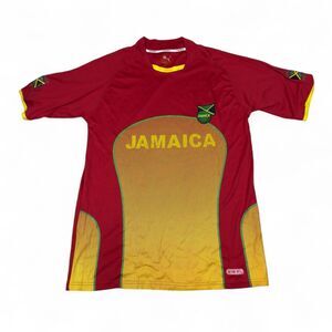 ORRO Jamaica Soccer Jersey Men’s L Red/Yellow Dry-Fit Flag Sleeve Futbol Top